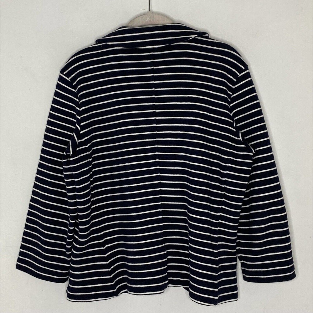 Pure Collection Womens Cotton Blue White Stripe One Button Blazer Size 12 - Picture 5 of 5